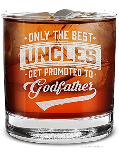 Shop4ever Only The Best Uncles Get Promoted To Godfather Varsity Pregnancy Announcement Engraved Whiskey Glass 11 oz.