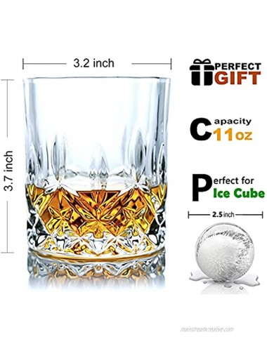 SZMMG Whiskey Glasses set of 4，11oz Old Fashioned Rocks Glasses,Bar Whiskey Glass for Drinking Cocktail,Scotch,Bourbon . Cocktail Tumblers Make a Great Gift Idea For Cocktail and whiskey Enthusiasts