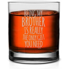 Veracco Being My Brother is Really The Only Gift You Need Whiskey Glass Funny BirthdayGifts For Father's Bro Day Dad Grandpa Stepdad Clear Glass