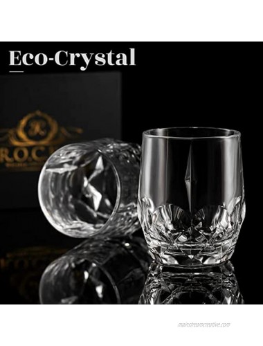 World’s First Eco-Friendly Crystal Whiskey Glasses European Crafted Set of 2 Iconic Glass Tumblers 11.7oz for Scotch Bourbon Old Fashioned Cocktails & Drinks Elegant Gold Foil Gift Box