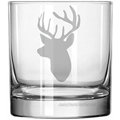 11 oz Rocks Whiskey Highball Glass Hunting Deer Head With Antlers