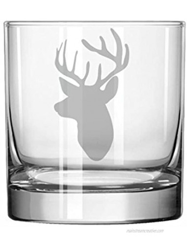 11 oz Rocks Whiskey Highball Glass Hunting Deer Head With Antlers
