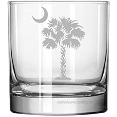 11 oz Rocks Whiskey Highball Glass Palmetto Tree South Carolina Palm Moon