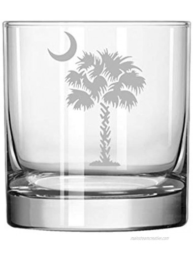 11 oz Rocks Whiskey Highball Glass Palmetto Tree South Carolina Palm Moon