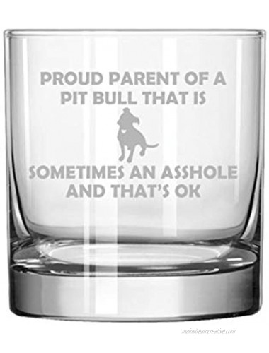 11 oz Rocks Whiskey Highball Glass Proud Parent Pit Bull