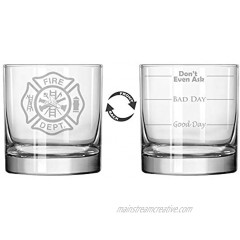 11 oz Rocks Whiskey Highball Glass Two Sided Fire Department Firefighter