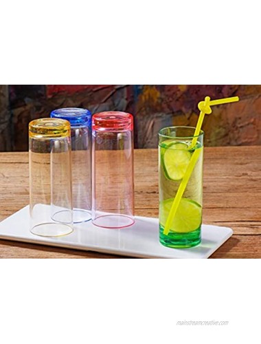 12 oz Highball Drinking Glasses Plastic Tumblers Tall Kids Water Cups Acrylic Adults Glassware Colored Picnic Drinkware Reusable Set of 4