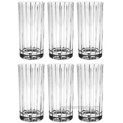 Barski European Quality Glass- Crystal Set of 6 Highball Hiball Tumblers 14 oz. with Classic Clear Striped Design on tumbler Glasses are Made in Europe