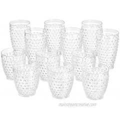 Basics 12-Piece Tritan Glass Drinkware Set Hobnail Highball and Double Old Fashioned 6-Pieces Each 18oz. 13oz.