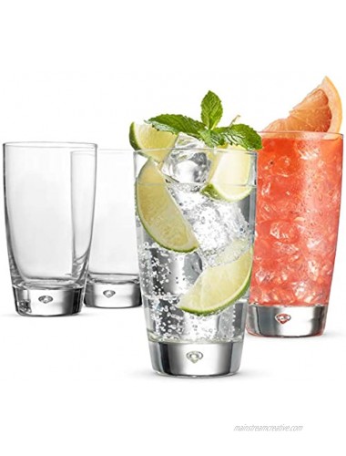 Bormioli Rocco Highball Drinking Glasses 15-Ounce Water Glass Set of 4 Mojito Glasses Heavy Base Bar Glassware Glass Cups for Juice Beer Wine Whiskey and Cocktails Lead-Free Glass