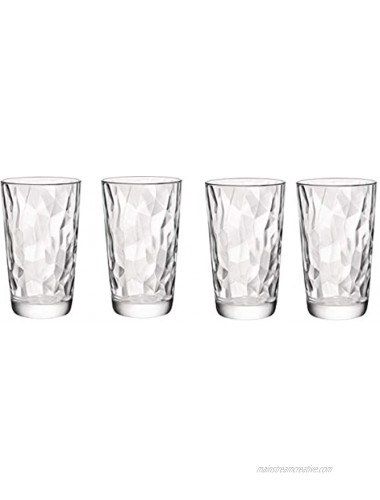 Circleware Cabrini Highball Tumbler Drinking Glasses Set of 4 Kitchen Heavy Ice Tea Beverage Cups Glassware for Water Beer Juice Bar Liquor Farmhouse Decor 15.7 oz Clear