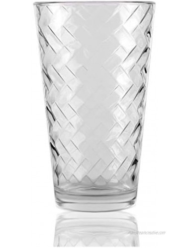 Circleware Chevron Set of 4 Heavy Base Highball Drinking Glasses Beverage Tumbler Cups for Water Juice Milk Beer Ice Tea and Farmhouse Decor 15.75 oz