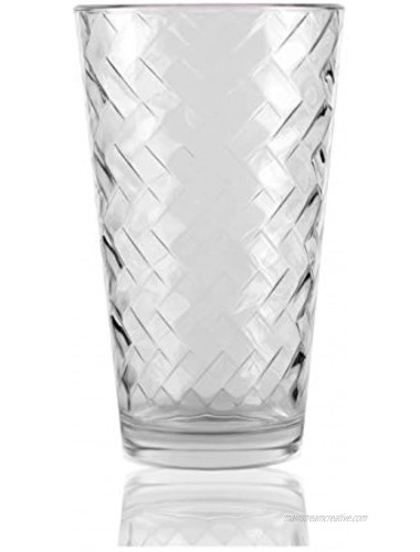 Circleware Chevron Set of 4 Heavy Base Highball Drinking Glasses Beverage Tumbler Cups for Water Juice Milk Beer Ice Tea and Farmhouse Decor 15.75 oz