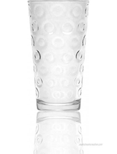 Circleware DoubleCircle Huge 16-Piece Glassware Set of Highball Tumbler Drinking Glasses and Whiskey Cups for Water Beer Juice Ice Tea Beverages 8-15.75 oz & 8-12.5 oz Circles