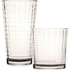 Circleware Huge 16-Piece Matrix Glassware Set of Highball Tumbler Drinking Glasses and Whiskey Cups Home & Kitchen for Water Beer Juice Ice Tea Bar Beverage 8-15.75 oz & 8-12.5 oz Clear