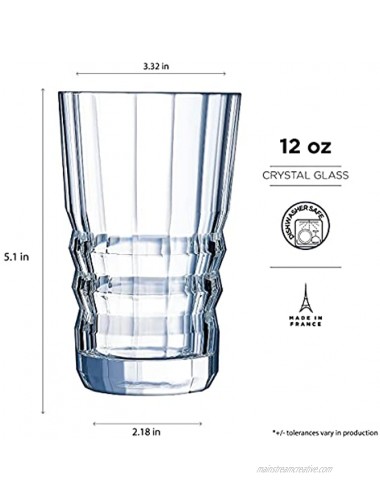 Cristal d'Arques Architecte L6586 Set of 4 Crystal Glass Tumblers 36 cl Water Glasses Long drinks Glasses Set of 4