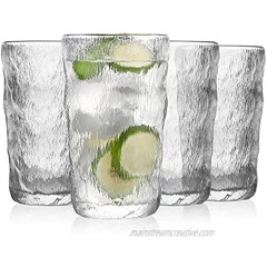 Drinking Glasses Set of 4 Highball Water Glass Cups 12 Oz. Modern Straight Tumbler Beverage Glassware – Whiskey Glasses Set of 4 – for Water Juice Cocktails-Premium Crystal Glasses 12.5OZ 4