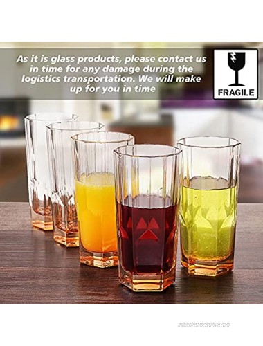 FIOYHLAQy highball glasses set for water juice ,Whiskey shot glass set glassware kitchen cups glasses drinking glasses set of 6 orange 328