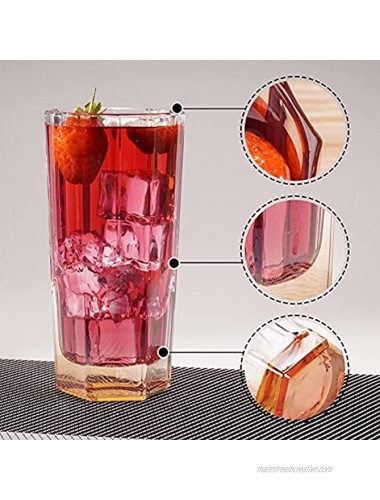 FIOYHLAQy highball glasses set for water juice ,Whiskey shot glass set glassware kitchen cups glasses drinking glasses set of 6 orange 328
