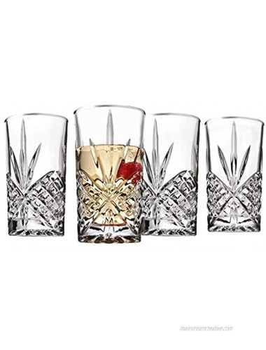 Godinger Highball Glasses Tall Beverage Glass Platinum Rim Dublin Set of 4
