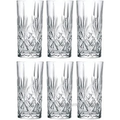 Highball Glass Set of 6 Hiball Glasses Crystal Glass Beautifully Designed Drinking Tumblers for Water  Juice  Wine  Beer and Cocktails 12 oz. by Barski Made in Europe