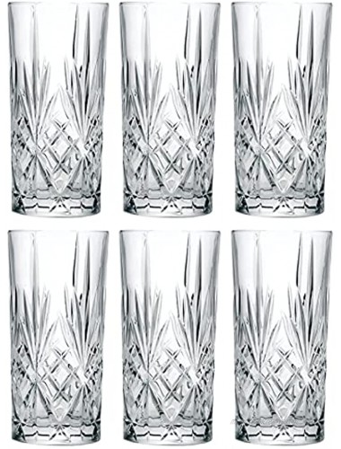 Highball Glass Set of 6 Hiball Glasses Crystal Glass Beautifully Designed Drinking Tumblers for Water Juice Wine Beer and Cocktails 12 oz. by Barski Made in Europe