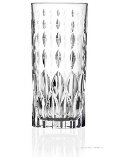 Highball Glass Set of 6 Hiball Glasses Crystal like Glass Beautiful Designed Drinking Tumblers for Water Juice Wine Beer and Cocktails 13 oz. by Barski Made in Europe