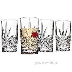 James Scott Highball Glasses set of 4 Exquisite 10 oz. Lead-Free Tumblers for Cocktail Water Juice Beer Wine Whiskey etc. | Irish Cut Design