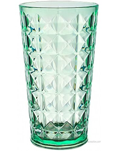 KLIFA- AMOR- 16 & 21 ounce Set of 8 Acrylic Drinking Glasses Tumbler Highball Glass Set BPA-Free Stackable Plastic Drinkware Dishwasher Safe Green