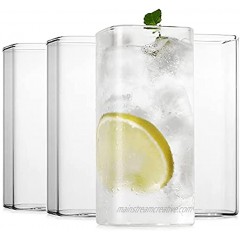 LUXU Drinking Glasses 13 oz,Thin Square Glasses Set of 4,Elegant Bar Glassware For Water,Juice,Beer Drinks,and Cocktails and Mixed Drinks,Lead-Free Square Glass,Glass Drink Tumblers