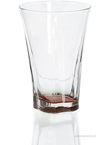Red Co. 11.75 Oz Tall Water Juice Weighted Base Wide Rim Glasses Set of 6 Multicolored Tumblers