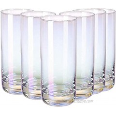 RORA Colorful Highball Drinking Glasses Heavy Base Tall Bar Glass Set of 6 for Water Juice Beer Wine Whiskey and Cocktails
