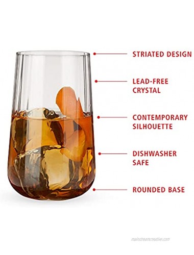 Spiegelau Lifestyle Longdrink Tumblers Set of 4 European-Made Lead-Free Crystal Modern Highball Glasses Dishwasher Safe Professional Quality Cocktail Glass Gift Set 17 oz