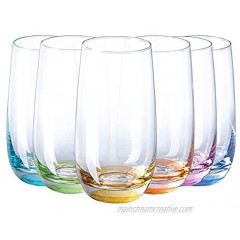 SUNNOW Vastto 17 Ounce Multicolor Highball Drinking Glass,for Water Beverage,Juice Wine,Beer and Cocktail,Set of 6 Six Bright Colors