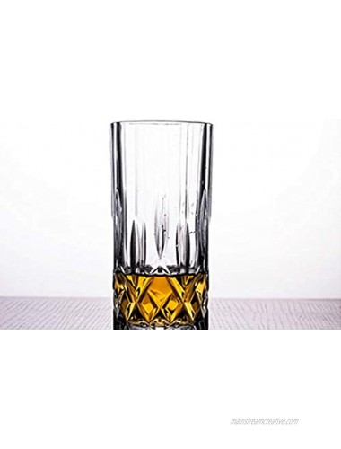Tebery 6 Pack Clear Highball Glasses Diamond Cut Drink Glasses Tumbler Beverage Set8 ounce