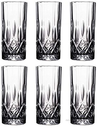 Tebery 6 Pack Clear Highball Glasses Diamond Cut Drink Glasses Tumbler Beverage Set8 ounce