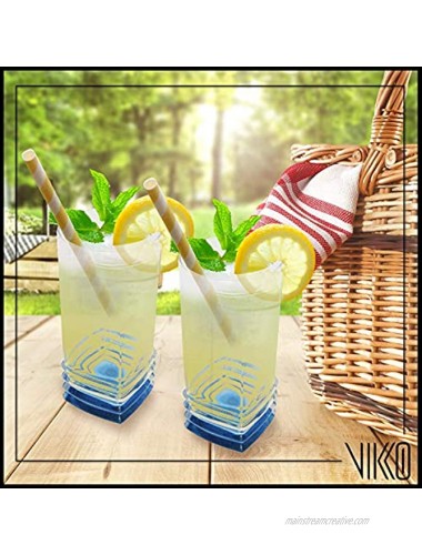 Vikko Decor Blue Tinted Drinking Glasses: Tall Drinking Cups For Water Juice Soda or your favorite Beverage- Thick and Durable Tumblers- Kitchen Highball Glass Cup Set Of 6 11.25 Ounces
