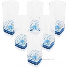 Vikko Decor Blue Tinted Drinking Glasses: Tall Drinking Cups For Water Juice Soda or your favorite Beverage- Thick and Durable Tumblers- Kitchen Highball Glass Cup Set Of 6 11.25 Ounces