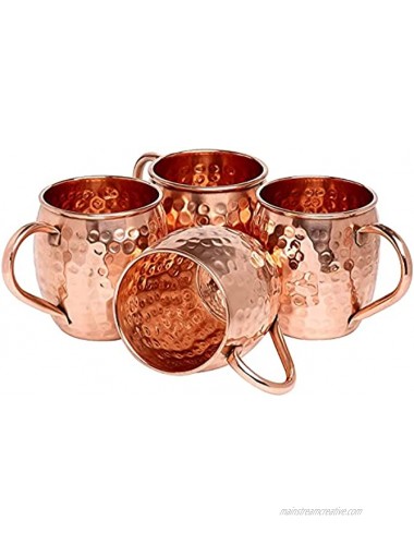 BOLD & DIVINE Authentic Moscow Mule Copper Mugs Set of 4 16oz | Solid 100% Copper Cups Set w 4 Straws 1 Shot Glass 1 Spoon | Each Mug Weighs 1 2 LBS