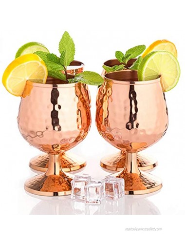 Copper Cognac glasses set of 4-14oz Solid copper snifters Moscow mule mugs for brandy congnac wine. 7th anniversary gift Valentine's day gifts
