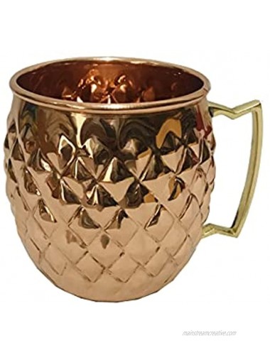Copper Moscow Mule Mug 100% Pure Diamond Copper No Lined Copper Mugs 16 Oz for Iced Drinks Beer Cocktail for Home and Bar
