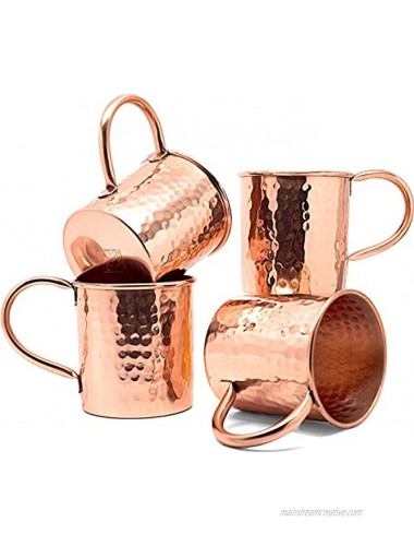 Coppertisan Moscow Mule Copper Mugs Set of 4 Classic Ham0mered 16 Oz Handmade of 100% Pure Copper