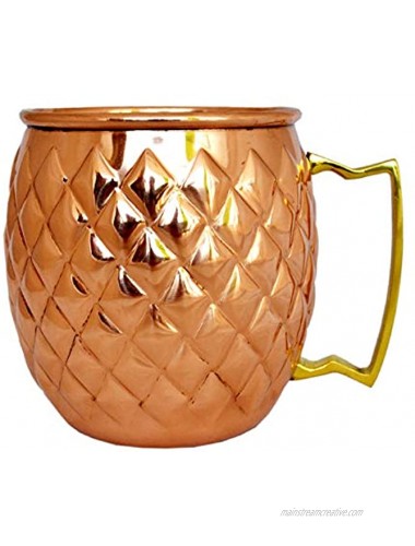 Craftorious Copper Moscow Mule Mug Diamond Cut Design with Solid Brass Handle 100 %