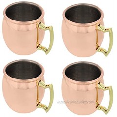 G Francis Moscow Mule Copper Mugs 4pc Set 2oz Mini Copper Drinking Cups Moscow Mule Glasses Set for Cocktail Shots