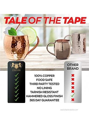 [Gift Set] 100% Pure Copper Moscow mule mugs Set Of 4 copper cups for drinking Each Mug is HANDCRAFTED- Food Safe Pure Solid Copper Cups gift set