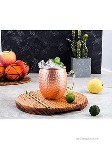 HOMEE Moscow Mule Copper Mugs Gift Set of 2 16 Ounce Handcrafted Copper Cups Food Safe Hammered Copper Mug For Mules