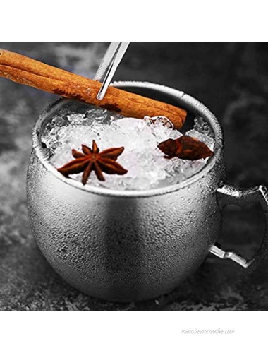 Hoshen Moscow M Cup Beer Glass Cocktail Copper-Plated Hammer Cup Metal Cup 18 OZ Stainless Steel Copper Plating Cup Suitable for Bar Parties Orgy Silver Glossy