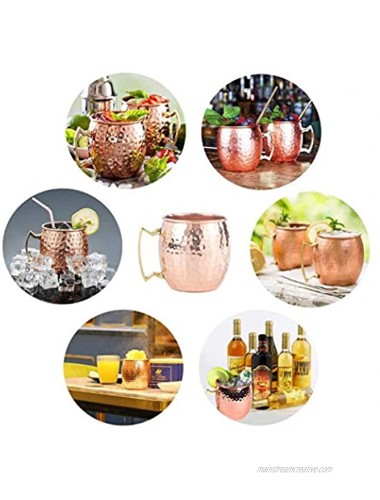 Hoshen Moscow M Cup Beer Glass Cocktail Copper-Plated Hammer Cup Metal Cup 18 OZ Stainless Steel Copper Plating Cup Suitable for Bar Parties Orgy Silver Glossy