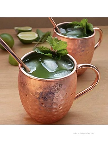 Moscow Mule Copper Mugs 4 Handcrafted Copper Mule Mugs Jigger and 4 Copper Straws Set of 4 Copper