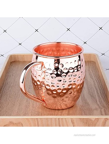 Moscow Mule Copper Mugs Set of 2 Handcrafted 16oz Moscow Mule Cups Food Safe Stainless Steel Solid Hammered Copper Mugs Mule Mugs for Home Bar Party Cocktail Drinking